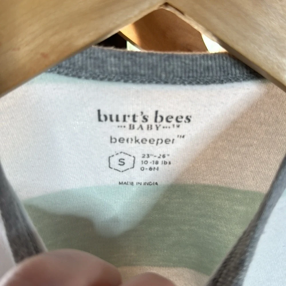 Burt's Bees Baby Beekeeper Blanket Organic Cotton Seaglass Rugby Stripe Sz Small